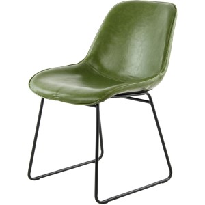 Grüner Kayoom Polsterstuhl Cora (2er-Set) mit schwarzem Metallgestell.