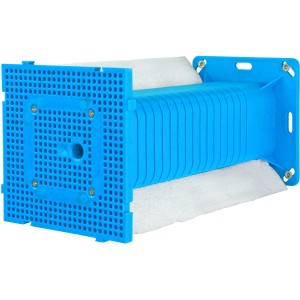 Blaue E2 Elektro PXE Montageplatte 250 mm für Wärmedämmung.