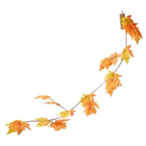 Orange Herbstblätter Girlande aus Stoff und Draht, 180 cm lang. Dekorative Kunstkranz für herbstliche Akzente.