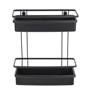 Wenko Wandregal Molinella mit 2 Etagen, schwarz, aus Edelstahl und Kunststoff.