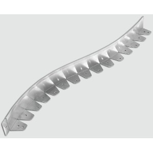 Gebogene, graue Scherf Rasenkante aus Aluminium (196 cm) für eine klare Gartengestaltung.