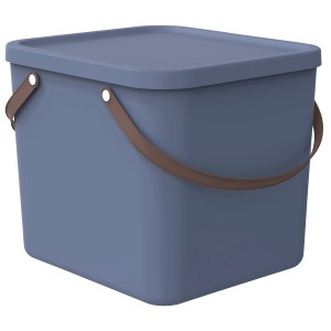 Horizontblaue Rotho Albula Multibox 40L mit Deckel und Tragegriffen. Aufbewahrungsbox für Ordnung.
