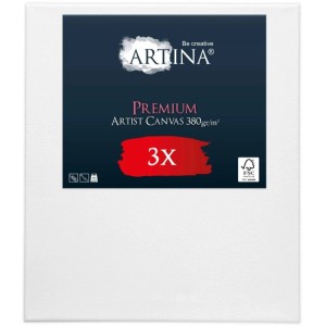 Artina Premium Keilrahmen 50x70cm, 3er-Set, weiß vorgrundiert, ideal zum Malen.