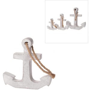 Maritime Deko-Figur: Anker mit Kordel in Grau-Weiß für Garten und Innenbereich.