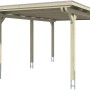 Skan Holz Carport Emsland, Nussbaum, 354x604 cm, Einzelcarport mit Flachdach und sechs Pfosten.