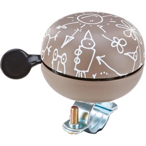Prophete Mini-Fahrradklingel Ding-Dong, braun mit weißen Motiven, für mehr Sicherheit.