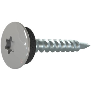 Silbergraue Ttap Schraube 4,8x35 mm mit Bohrspitze für Dachbleche, 100er Pack.