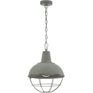 Graue Eglo Hängeleuchte Cannington im Vintage-Design mit Stahlkäfig und Kette.