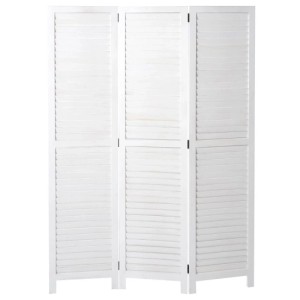 Weißer MCW Paravent C30 mit 3 Paneelen im Fensterladen-Design, 170x120cm.