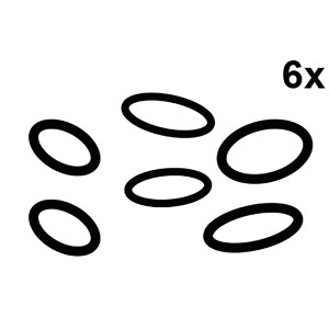 Kirchhoff O-Ring Sortiment, 6 schwarze Gummidichtungsringe in verschiedenen Größen.