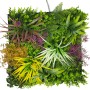 Jangal Modular Wall Flora Wandpaneel, 52x52 cm, mit dichten grünen, gelben und roten Kunstpflanzen für Wandgestaltung.