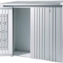 Biohort Türpaket für WoodStock 150, dunkelgrau-metallic, mit geöffneter Tür und Ordnungssystem.