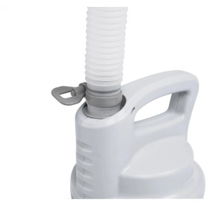 Detailaufnahme: Bestway Flowclear Tauchpumpe (80 W) mit Schlauchanschluss für Poolwasser.