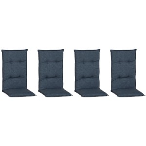 4er-Set Beo Saumauflage Hochlehner Borneo, dunkelblau gemustert, für Gartenstühle.