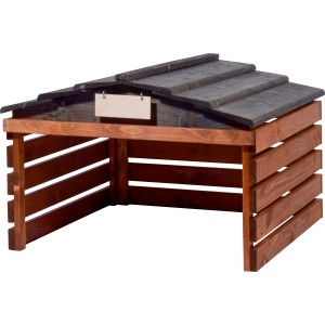 Dobar Mährobotergarage aus Holz, braun-schwarz, mit abnehmbarem Dach. Schutz für Rasenmähroboter.