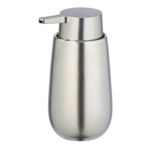 Wenko Seifenspender Badi, 0,32 l, Keramik, silber matt. Nachfüllbarer Bad-Accessoire.
