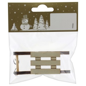 Weihnachts-Deko Schlitten aus Holz 3 cm x 7,7 cm x 2 cm Natur