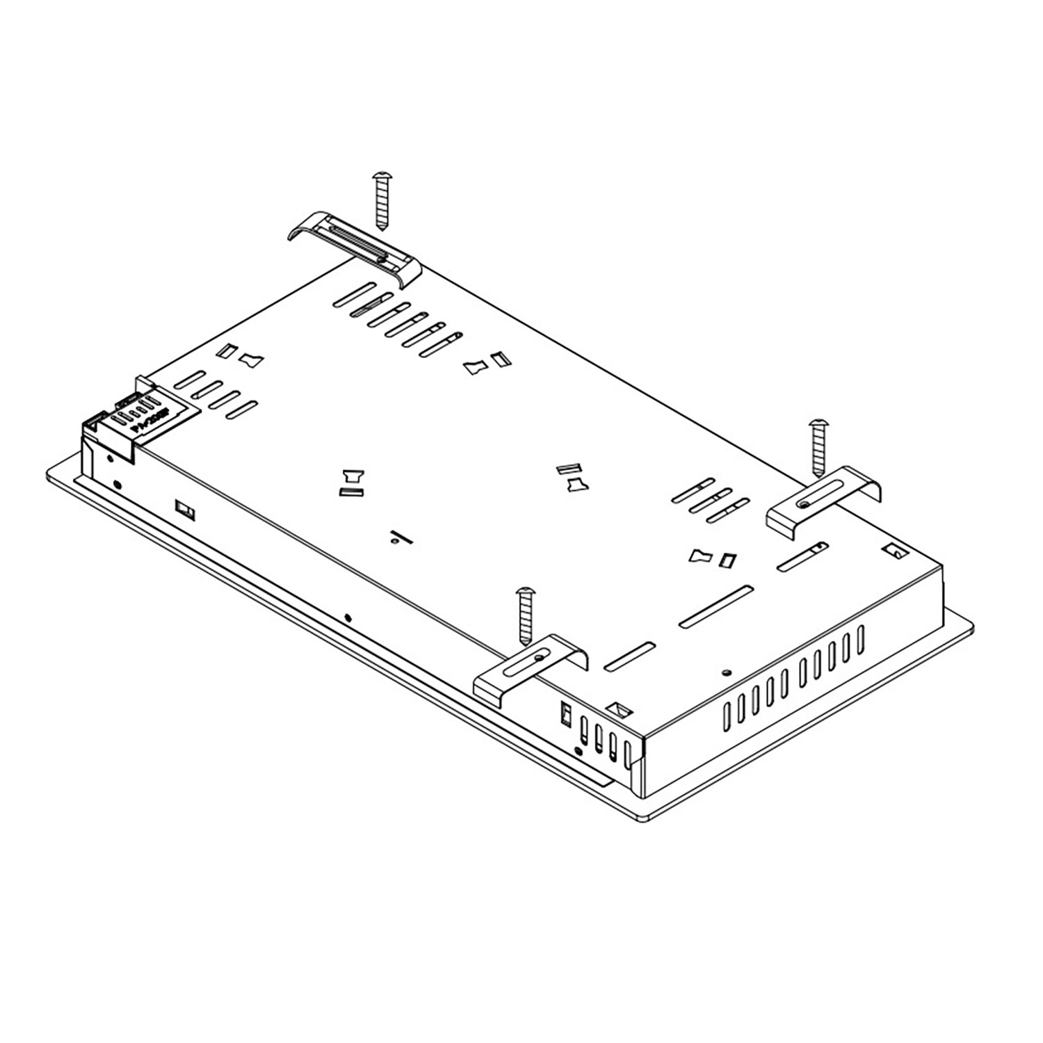 Unterseite des rahmenlosen Respekta Glaskeramikkochfelds KM9130T-28 mit Montageelementen.