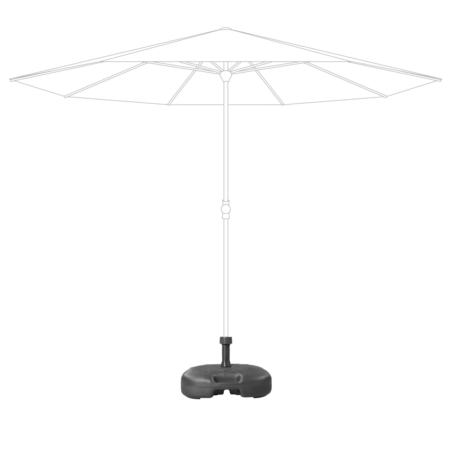 Anthrazitfarbener Doppler HDPE-Füllsockel (20 l) für Sonnenschirme bis 180 cm.