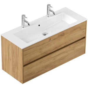 Posseik Badmöbel Limes und Doppel-Waschtisch 2 Auszüge 120 cm Eiche Gold