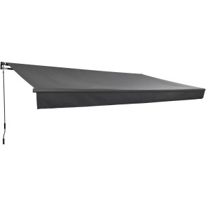 Anthrazitfarbene Garden Pleasure Gelenkarmmarkise, 250x400cm, für Balkon und Terrasse.