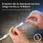 Briloner LED-Band Starter-Set: Zwei Hände verbinden LED-Streifen, um ihn zu erweitern.