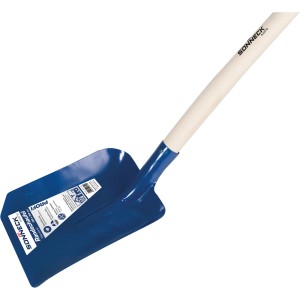 Sonneck Randschaufel mit Stiel, 130 cm, blaues Schaufelblatt und Holzstiel. Ideal zum Wegschaufeln entlang von Mauern.