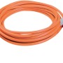 CEE Verlängerungskabel, 5-polig, 20 m, orange, mit rotem Stecker und Kupplung.