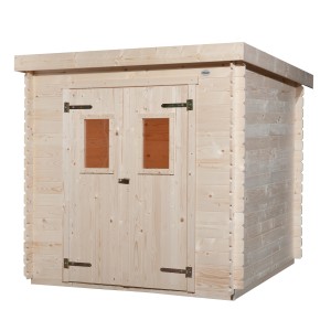 OBI Holz-Gartenhaus Cortina, 200x150 cm, mit Doppeltür und Lichtausschnitten. Gartenhaus aus Nadelholz.