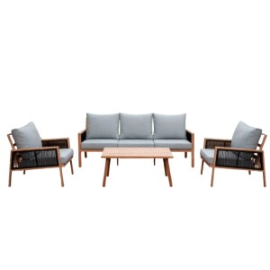 Greemotion Sitzgruppe Monaco Aluminium 4-teilig inkl. Kissen Beige