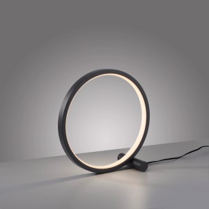 Moderne LED-Tischleuchte Mini Ritus in Schwarz mit ringförmigem Leuchtkörper für warmweißes Licht.