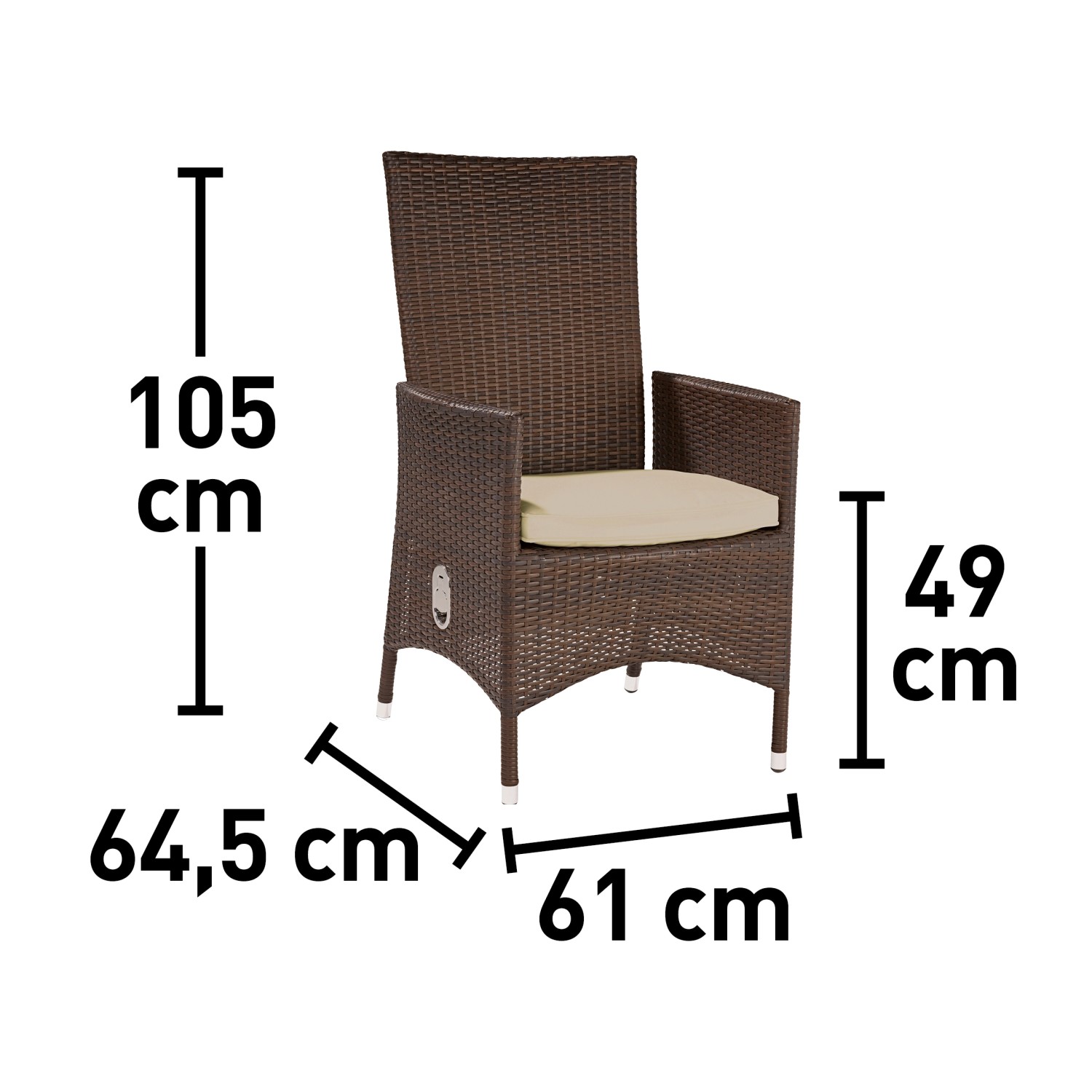 Gartensessel Davenport II mit verstellbarer Rückenlehne aus Polyrattan