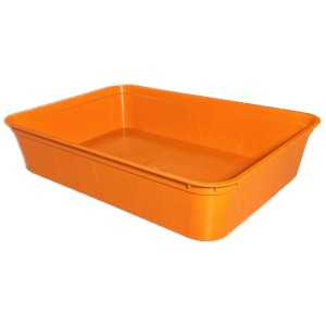 Orange OBI Bring-Back Box, 38x28x8 cm, zur Aufbewahrung und Transport, stapelbar.