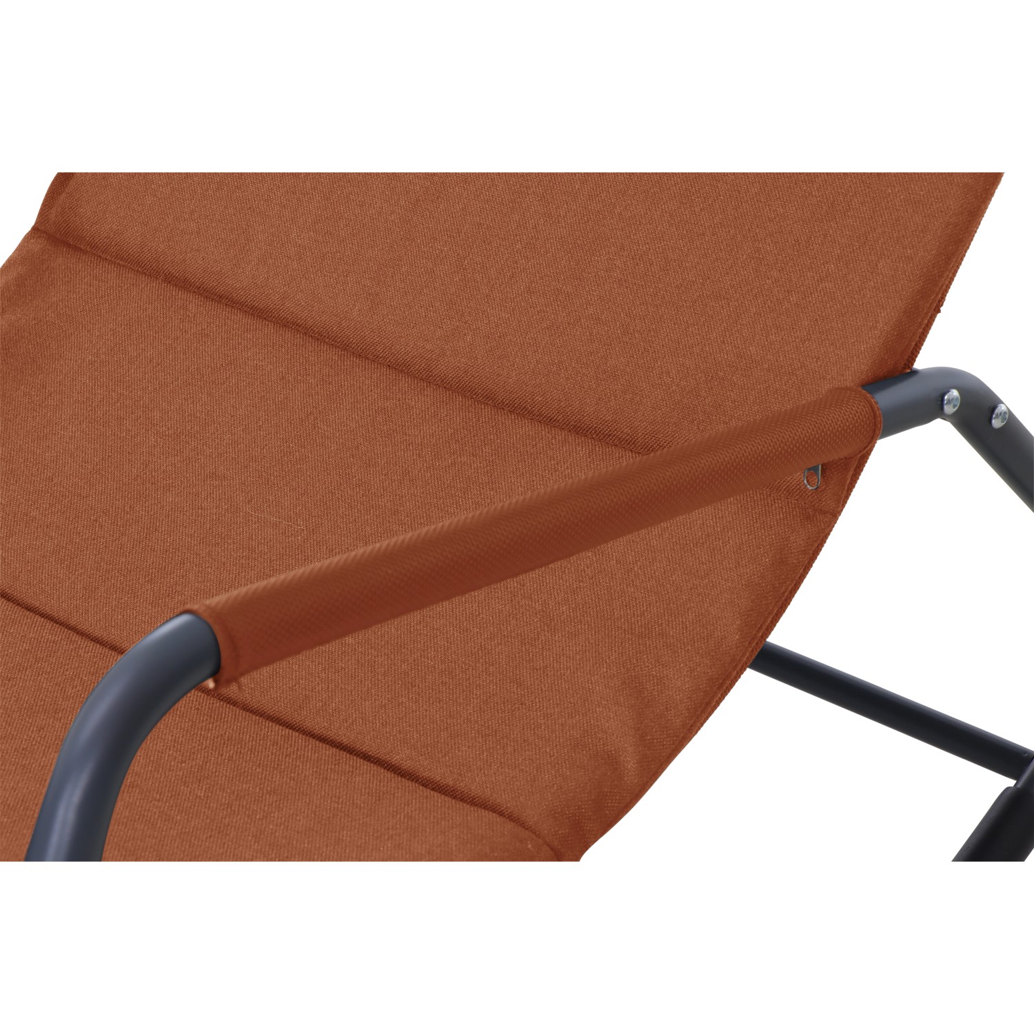 Detailansicht: Rote Siena Garden Schaukelliege Aliano mit anthrazitfarbenem Stahlgestell.