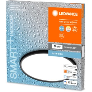 Verpackung der Ledvance Smart+ WiFi Bad-Deckenleuchte Orbis Disc 50 cm, dimmbar.
