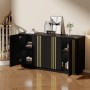 okwish Sideboard mit 4 Türen Verstellbaren Trennwänden Wohnzimmer 140x35x70cm Schwarz_3