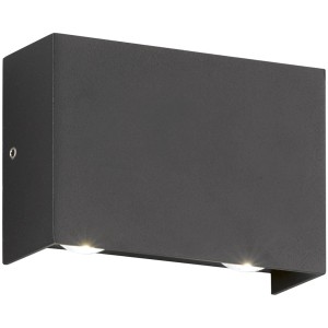 Schwarze, eckige LED-Außenleuchte Nairobi von Fischer & Honsel mit warmweißem Licht.