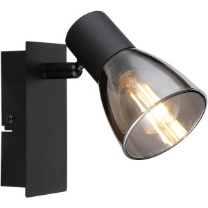 Schwarzer Globo Strahler Claude mit Rauchglas, 1-flammig, für Spots im Innenbereich.