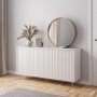 Selsey Sideboard Bello mit Lamellenfronten 154 cm Weiß mit Goldenen Beinen_3