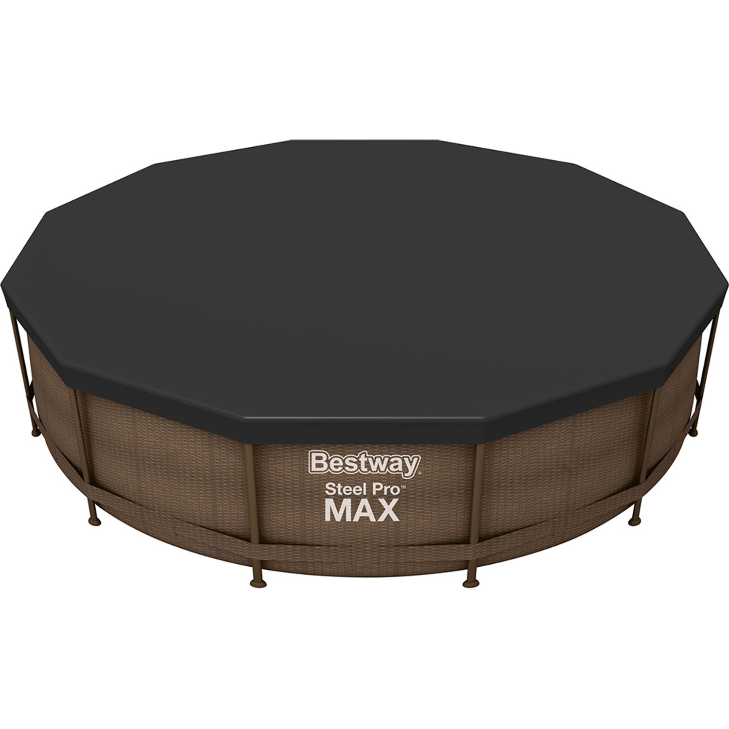 Bestway Pool Abdeckplane, schwarz, für runde Pools Ø 366 cm. Schützt vor Schmutz.