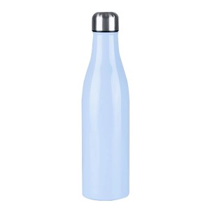 Hellblaue Kelomat Trinkflasche (0,5 l) aus Edelstahl mit silbernem Schraubverschluss.