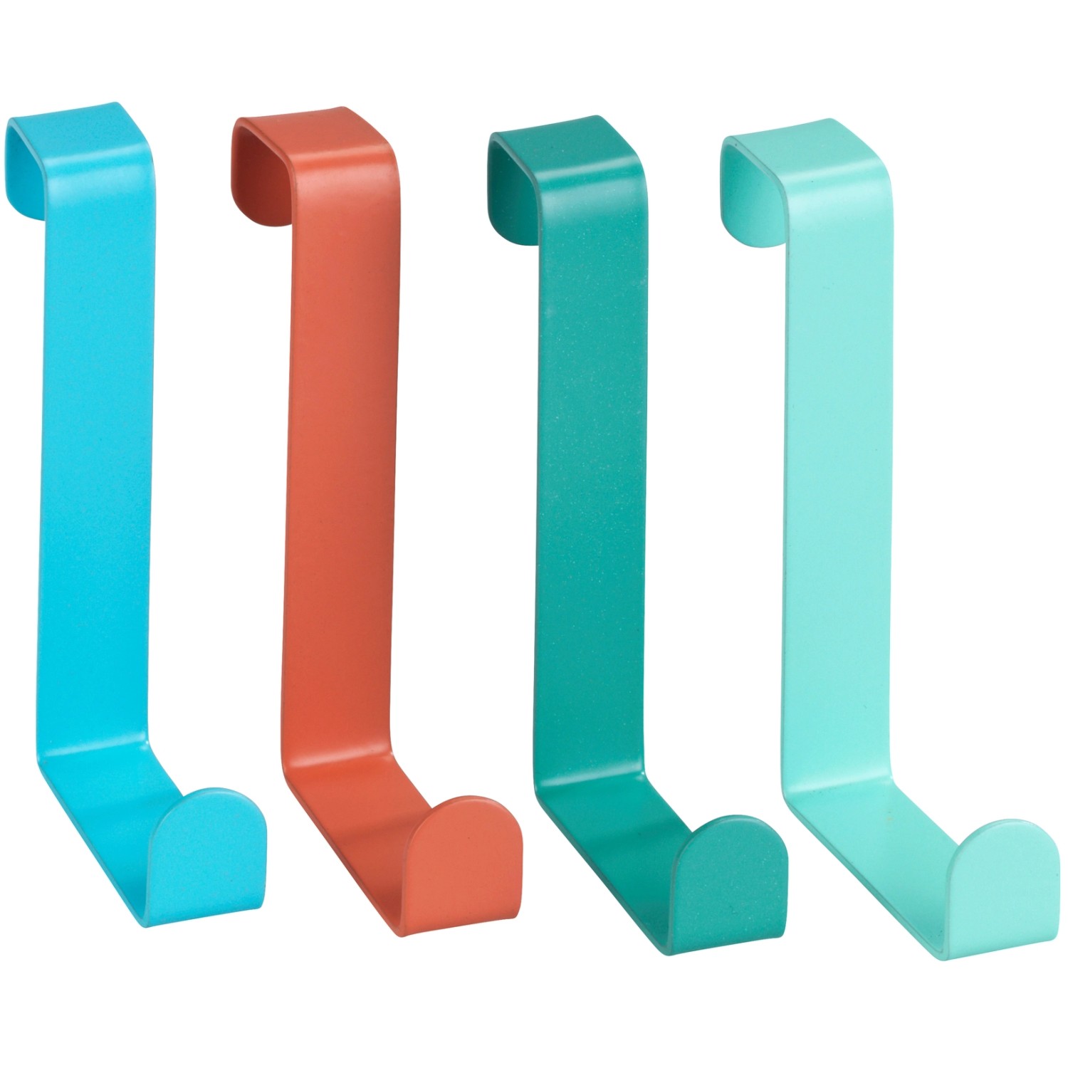Wenko Türhaken 4er-Set, farbig sortiert, aus Stahl zum Einhängen an Türen.