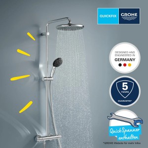 Grohe Vitalio Start 250 Duschsystem Chrom mit Kopf- und Handbrause im Set.
