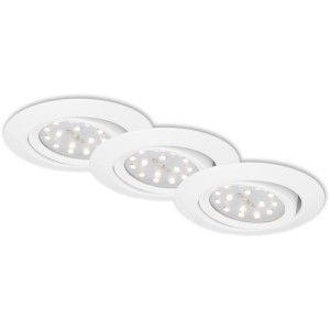3er Set Briloner LED-Einbaustrahler, weiß, schwenkbar, für Innenräume.