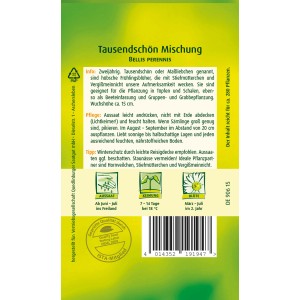 Quedlinburger Tausendschön Mischung Blumensamen für Beet, Balkon & Grabbepflanzung.