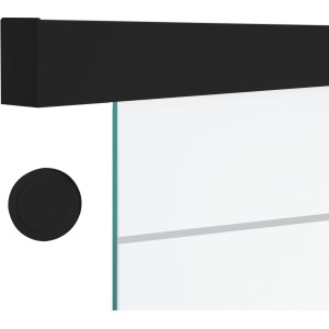 Novadoors Schiebetür-Set Ontario, 190 cm, Schwarz, mit Glas-Schiebetür und Griffmuschel.