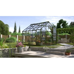 Vitavia Gewächshaus Jupiter 8300 ESG 3 mm Smaragd Vorzugsset im Garten.