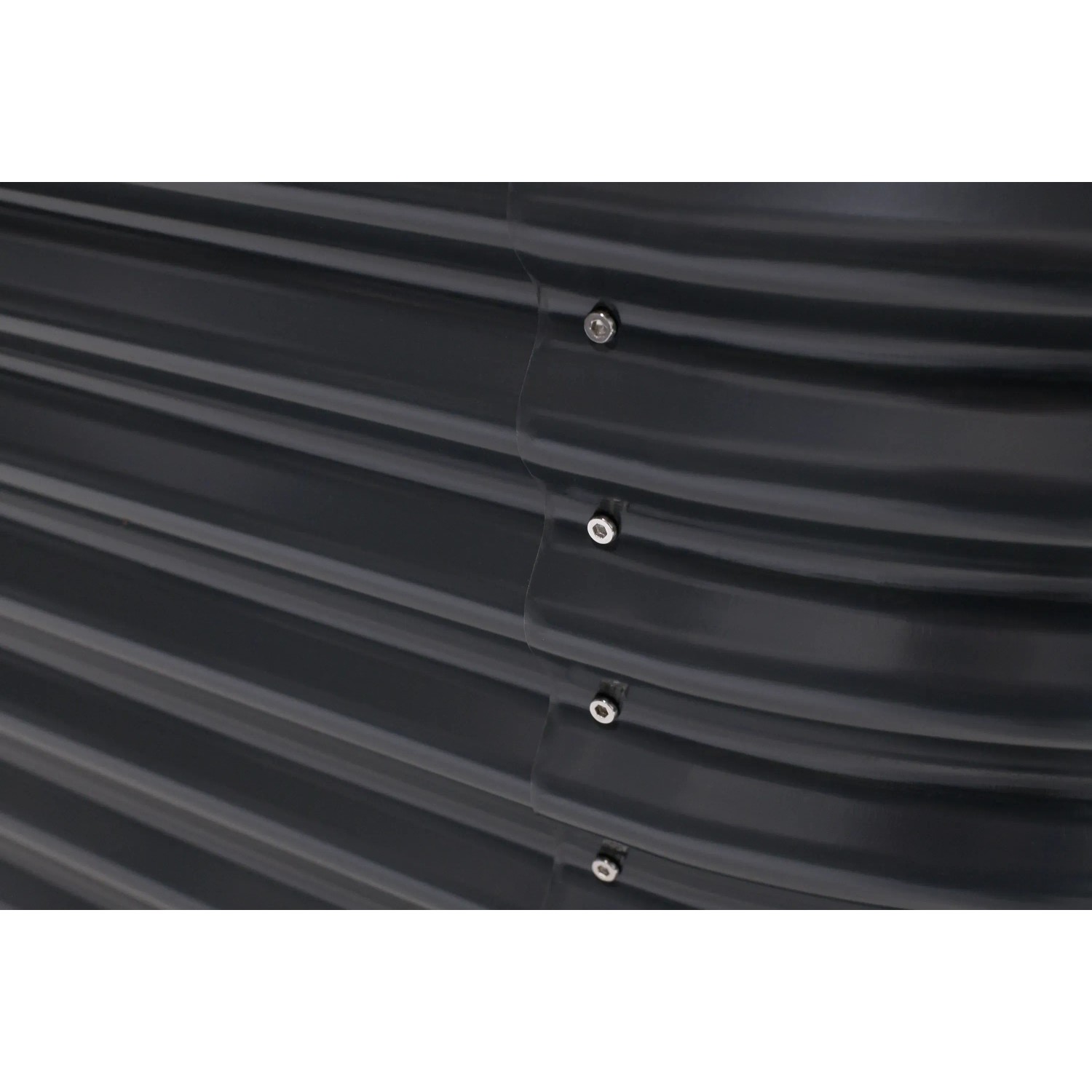 Detailansicht: Anthrazitfarbenes Westmann Hochbeet aus Metall, ovale Form, 160x80x82 cm.