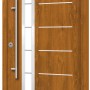 Splendoor Sicherheits-Haustür Berlin Prime RC2 Gold.Oak, 100x210 cm, mit Glaseinsatz und Edelstahl-Applikationen.