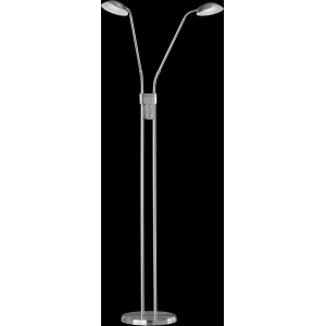 Moderne Fischer & Honsel LED-Stehleuchte Pool TW in Nickel, dimmbar und mit zwei Leuchtenköpfen.